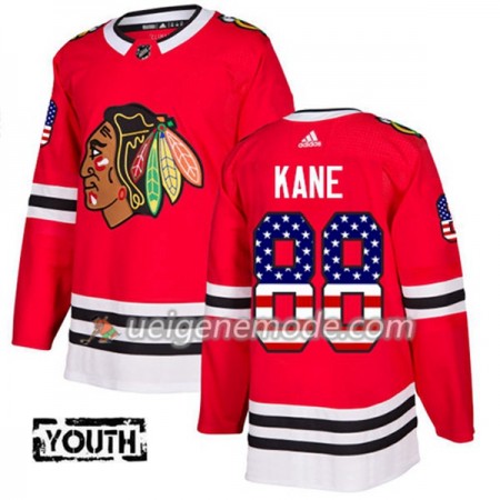 Kinder Eishockey Chicago Blackhawks Trikot Patrick Kane 88 Adidas 2017-2018 Rot USA Flag Fashion Authentic